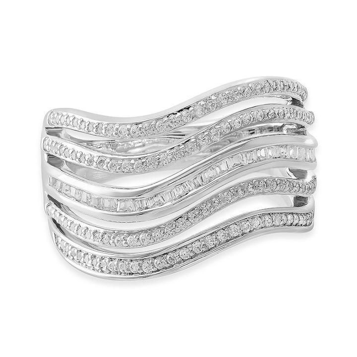 Womens 1/2 Ct. T.w. Genuine Diamond White Sterling Silver Cocktail Ring