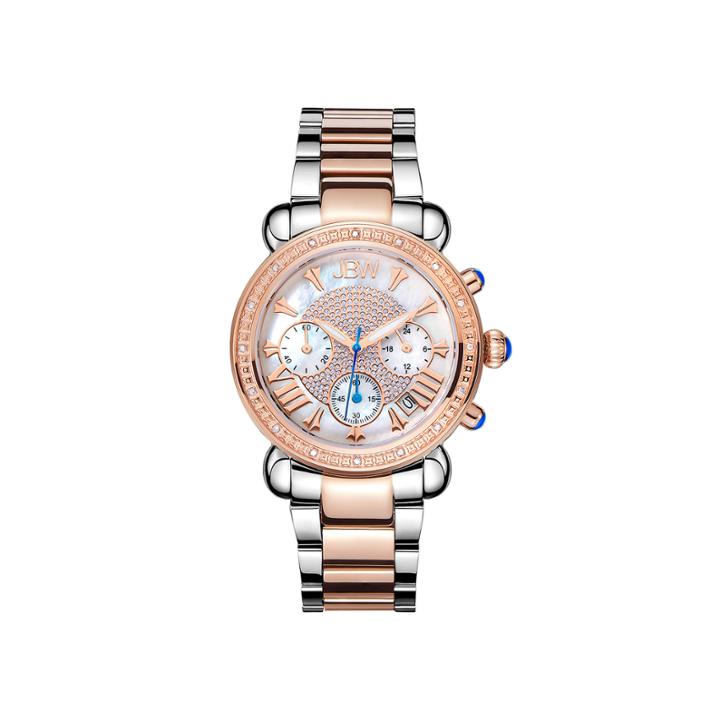 Jbw Victory Womens 1/6 Ct. T.w. Diamond Two-tone Stainless Steel Bracelet Watch Jb-6210-n