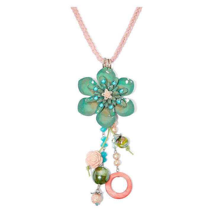 Aris By Treska Mixed Stone Braided Cord Pendant Necklace