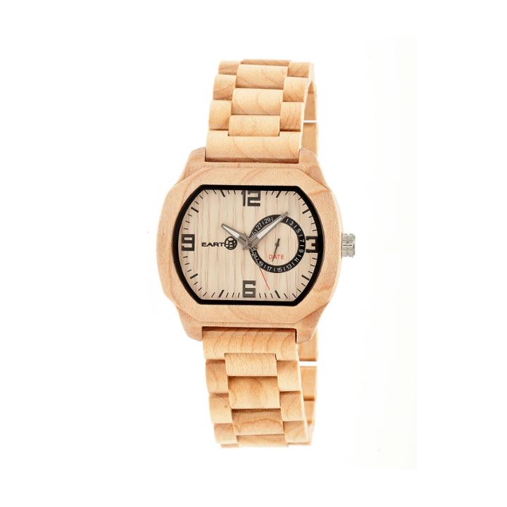 Earth Wood Scaly Khaki Bracelet Watch With Date Ethew2101