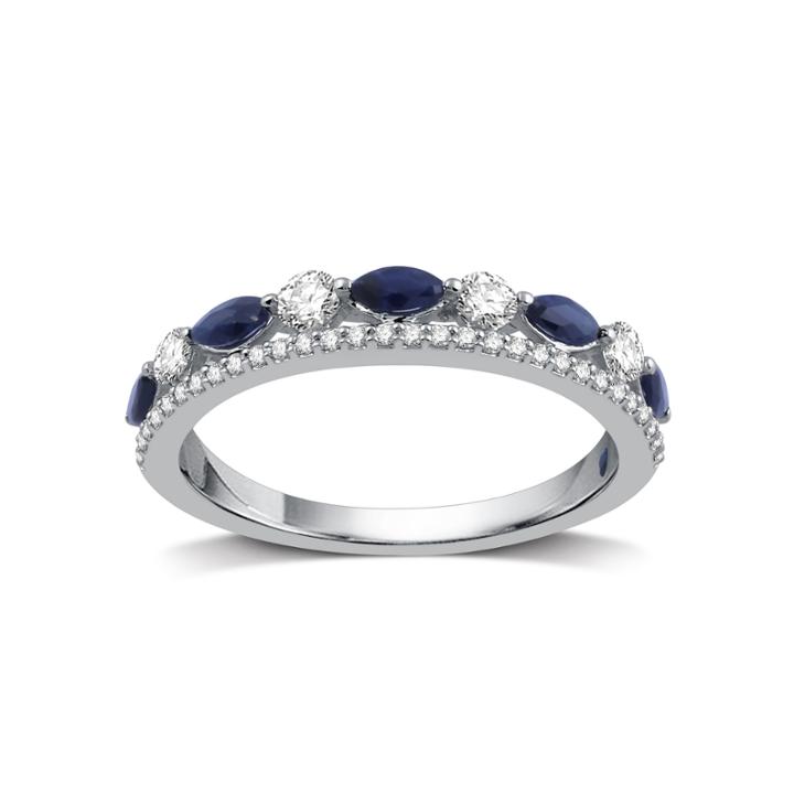 I Said Yes Womens 1/3 Ct. T.w. Genuine Blue Sapphire Platinaire Band