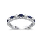 I Said Yes Womens 1/3 Ct. T.w. Genuine Blue Sapphire Platinaire Band