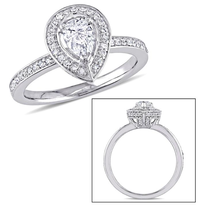 Womens 5/8 Ct. T.w. Genuine Pear White Diamond 14k Gold Engagement Ring