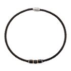 Inox Jewelry Mens Two-tone Stainless Steel & Brown Leather Braided Necklace