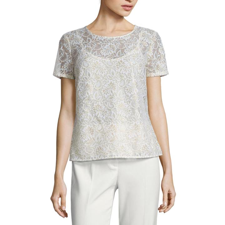 Liz Claiborne Short-sleeve Lace Blouse