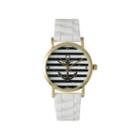 Olivia Pratt Womens Horizontal Stripe Anchor Emblem Dial White Silicone Watch