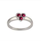 Womens Red Ruby Sterling Silver Cocktail Ring