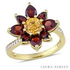 Laura Ashley Womens Genuine Yellow Citrine 18k Gold Over Silver Cocktail Ring