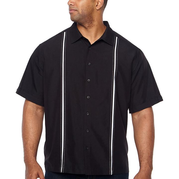Havanera Essentials Short Sleeve Panel Button-front Shirt-big And Tall