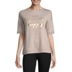 Liz Claiborne Short Sleeve Crew Neck Pattern T-shirt-womens