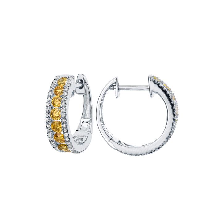 Limited Quantities 1 Ct. T.w. White And Color-enhanced Yellow Diamond Hoop Earrings