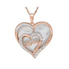Crystal-accent Mother-of-pearl 14k Rose Gold Over Silver Love Heart Pendant Necklace
