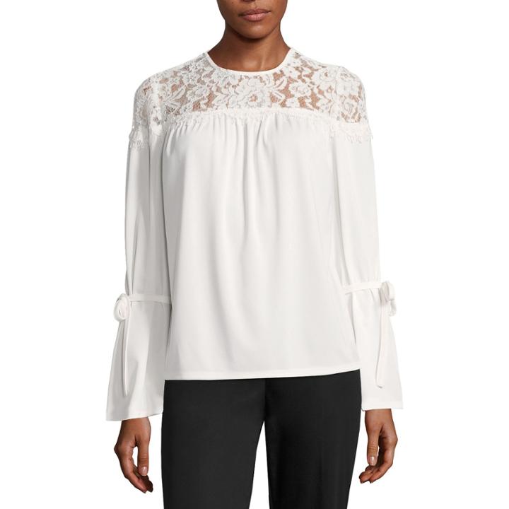 Worthington Long Sleeve Crew Neck T-shirt-womens