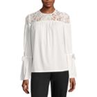 Worthington Long Sleeve Crew Neck T-shirt-womens