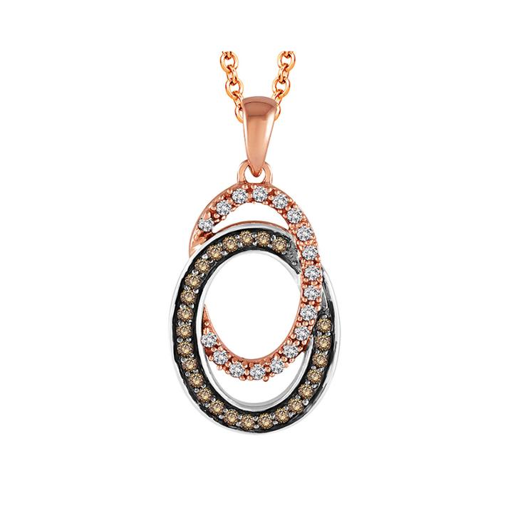 Limited Quantities 3/8 Ct. T.w. White And Color-enhanced Champagne Diamond Pendant