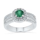 Womens 3/8 Ct. T.w. Green Emerald Sterling Silver Cocktail Ring