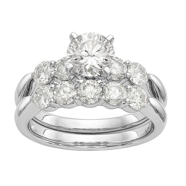 Womens 3 1/2 Ct. T.w White Moissanite 14k Gold Bridal Set