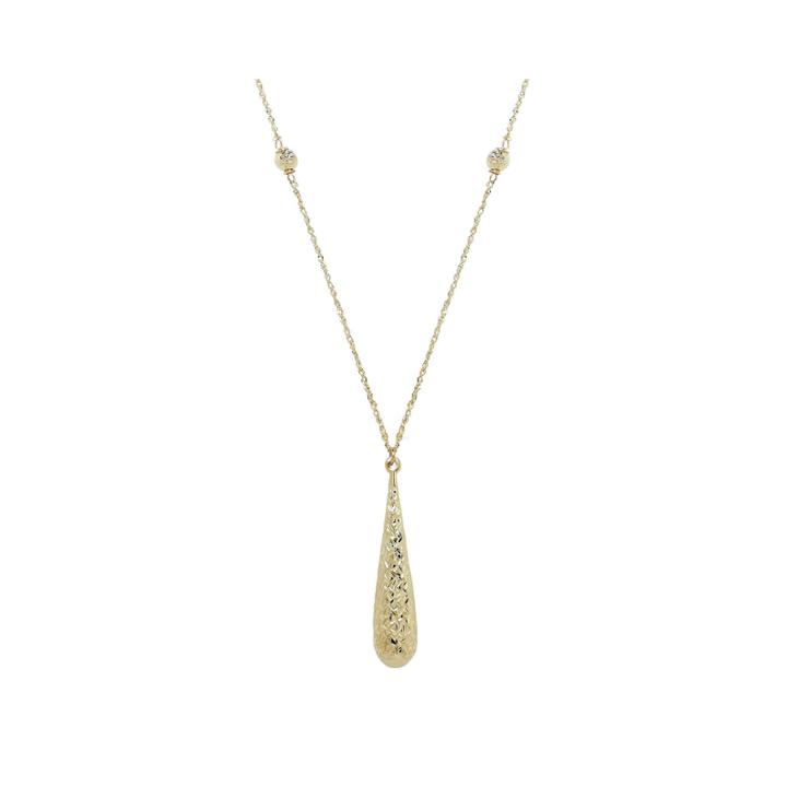 Infinite Gold&trade; 14k Yellow Gold Diamond-cut Teardrop Pendant Necklace