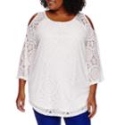 Worthington 3/4 Sleeve Allover Lace Blouse - Plus