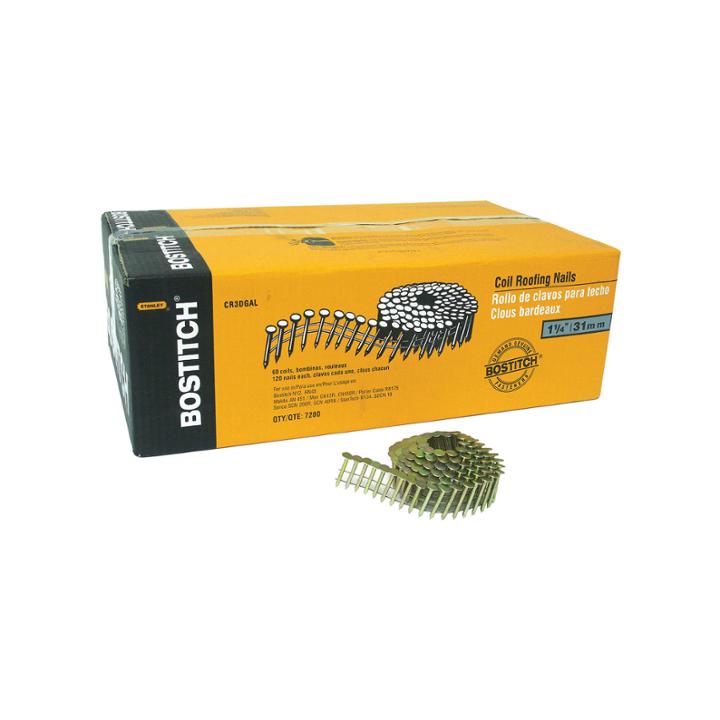 Bostitch Stanley Cr3dgal 1-1/4 Smooth Shank 15coil Roofing Nail 7;200 Count