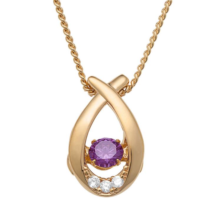 Personalized Womens Simulated Multi Color Cubic Zirconia 14k Gold Over Silver Pendant Necklace