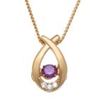 Personalized Womens Simulated Multi Color Cubic Zirconia 14k Gold Over Silver Pendant Necklace