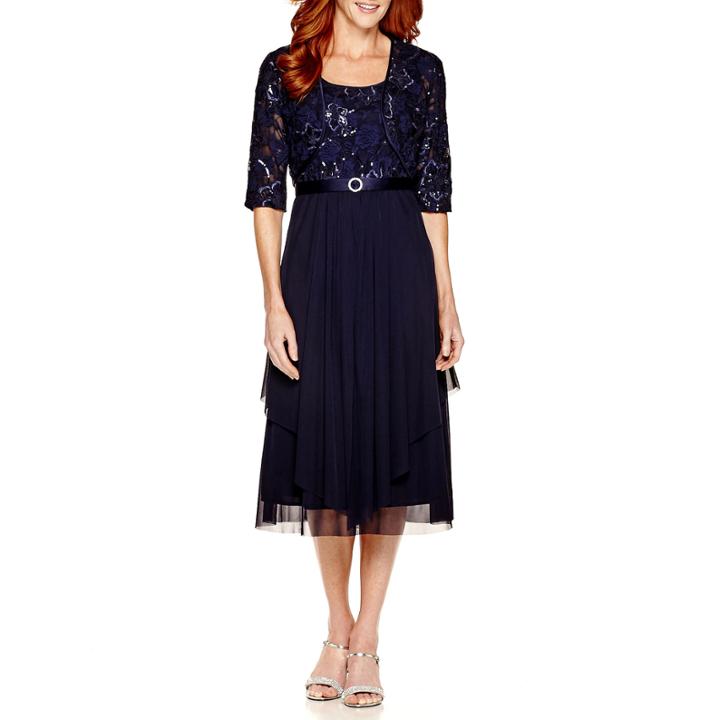 R & M Richards Short-sleeve Lace Dress