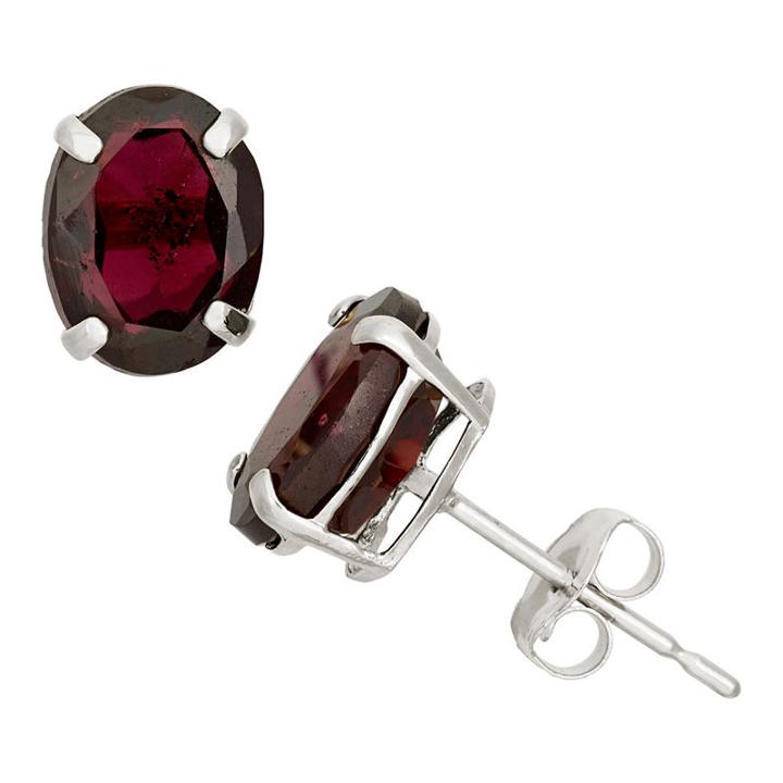 Genuine Red Garnet 10k Gold 8mm Stud Earrings