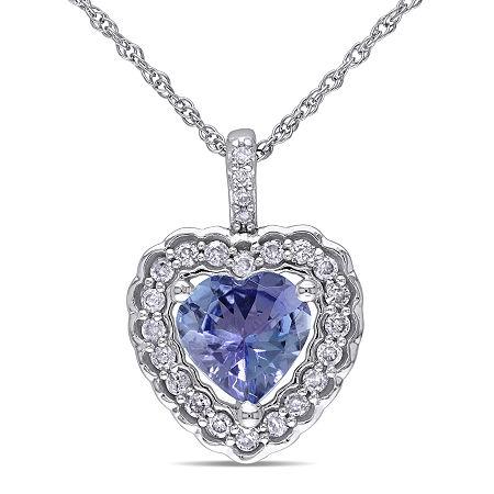 Genuine Tanzanite And Diamond Heart Pendant
