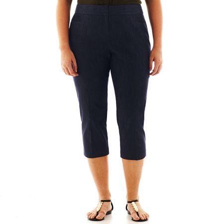 Worthington Sateen Cropped Pants - Plus
