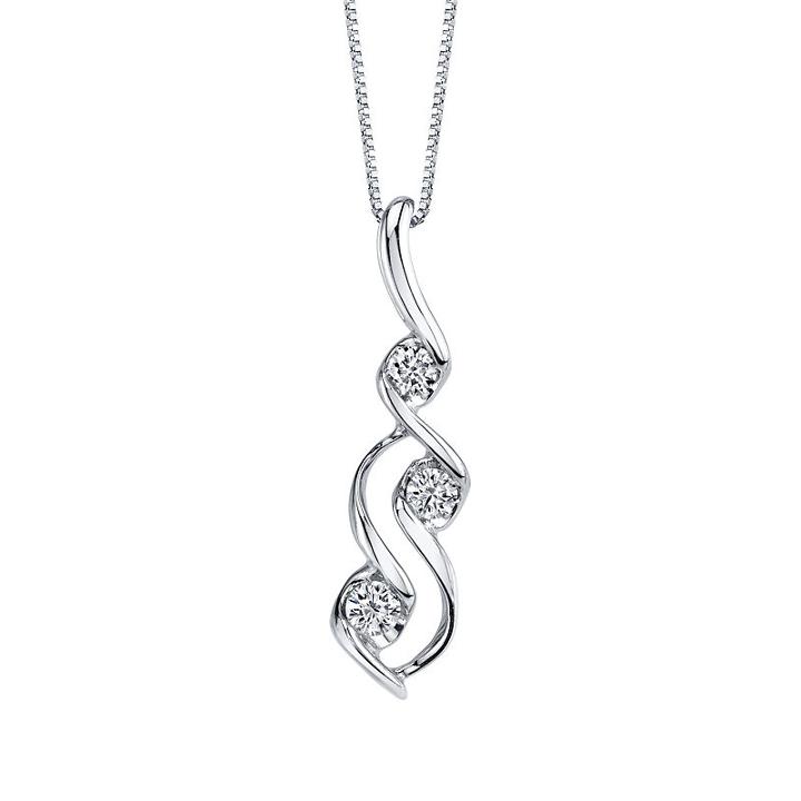 Sirena Womens 1/10 Ct. T.w. Genuine White Diamond Pendant Necklace
