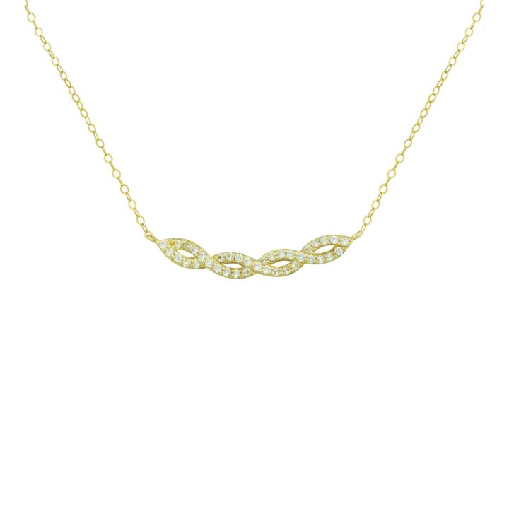 Petite Lux&trade; Cubic Zirconia 10k Yellow Gold Swirl Necklace