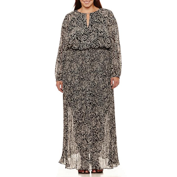 Boutique + Long Sleeve Maxi Dress - Plus