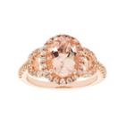 Womens Pink Morganite Gold Over Silver 3-stone Ring