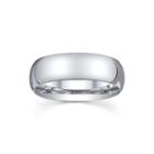 Womens 6mm Silver Domed Wedding Band Ring