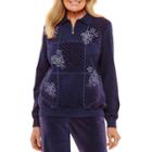 Alfred Dunner Royal Jewels 1/4 Zip Velour Sweatshirt
