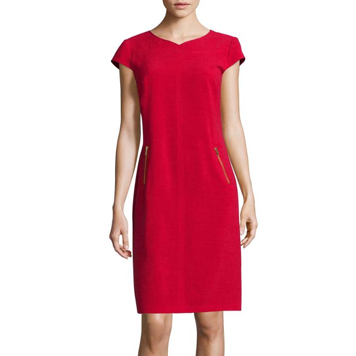 R & K Originals Cap-sleeve Crepe Shift Dress