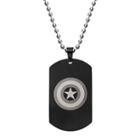 Marvel Captain America Logo Mens Stainless Steel And Black Ip Dog Tag Pendant Necklace