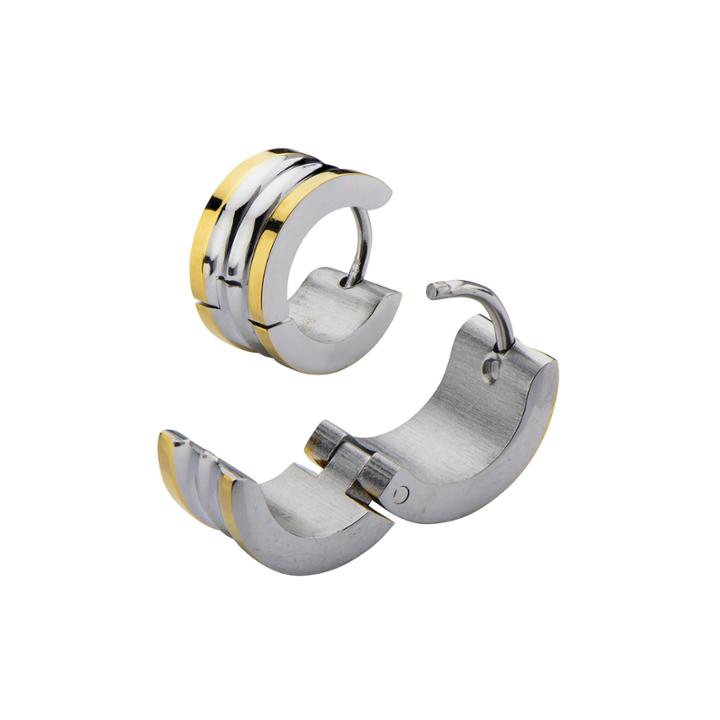 Two-tone Stainless Steel Hoop Earrings