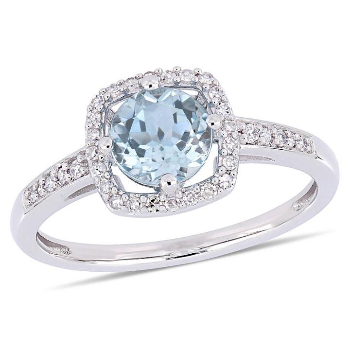Womens 1/7 Ct. T.w. Genuine Topaz Blue 10k White Gold Cocktail Ring