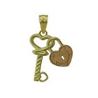 10k Two-tone Gold Lock And Key Charm Pendant