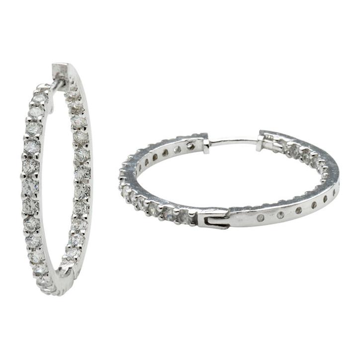 Cubic Zirconia Inside-out Hoop Earrings