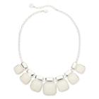 Liz Claiborne White Square Stone Silver-tone Collar