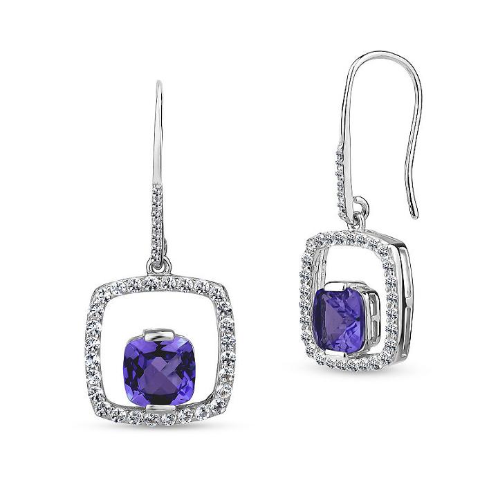 Genuine Purple Amethyst Drop Earrings