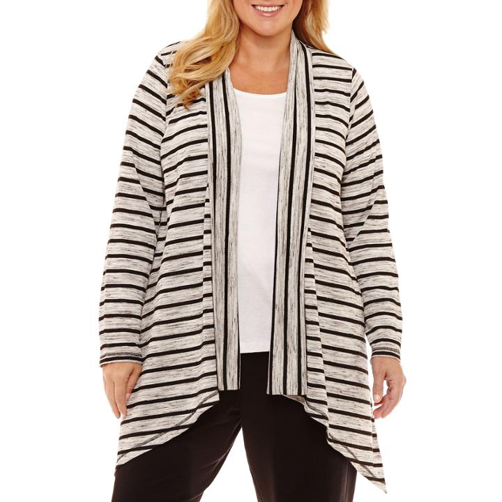 Liz Claiborne Stripe Knit Cardigan- Plus