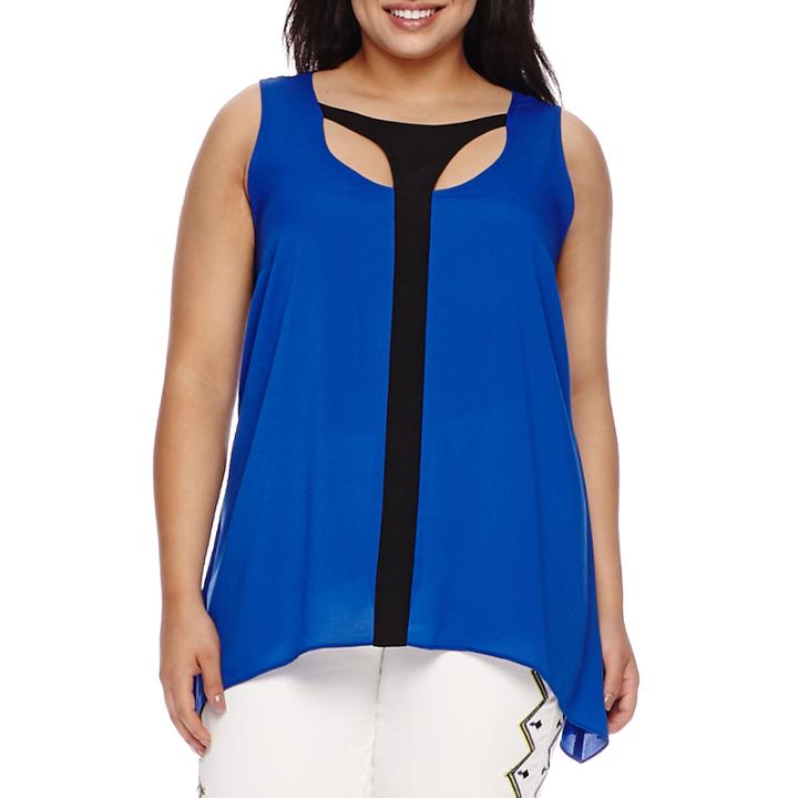 Bisou Bisou Sleeveless Keyhole Cage Top - Plus