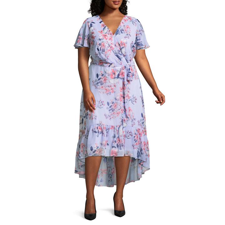R & K Originals Short Sleeve Floral Maxi Dress-plus