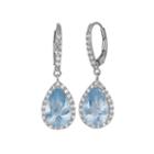 Lab-created Aquamarine & White Sapphire Sterling Silver Earrings