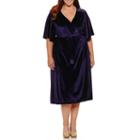 Boutique + Short Sleeve Velvet Wrap Dress-plus