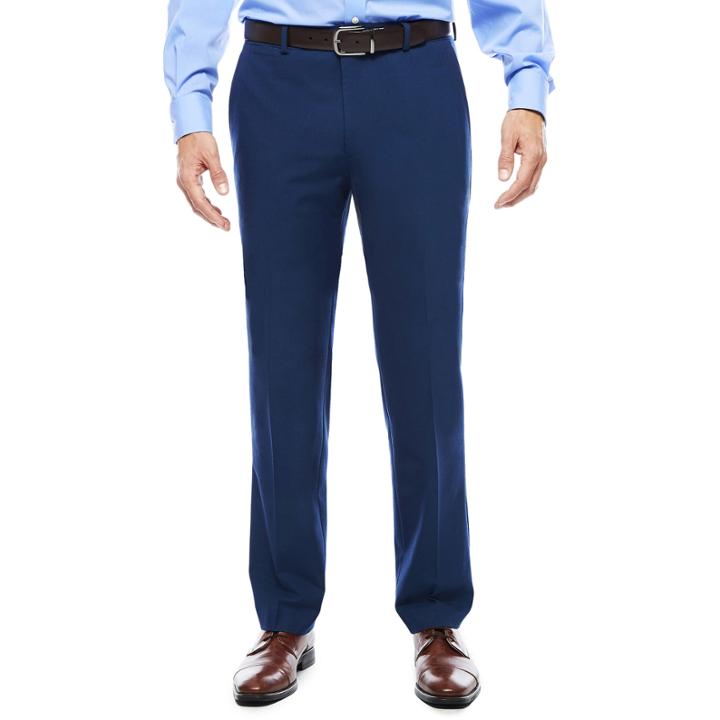 Jf J. Ferrar Blue Stretch Flat-front Suit Pants - Slim Fit